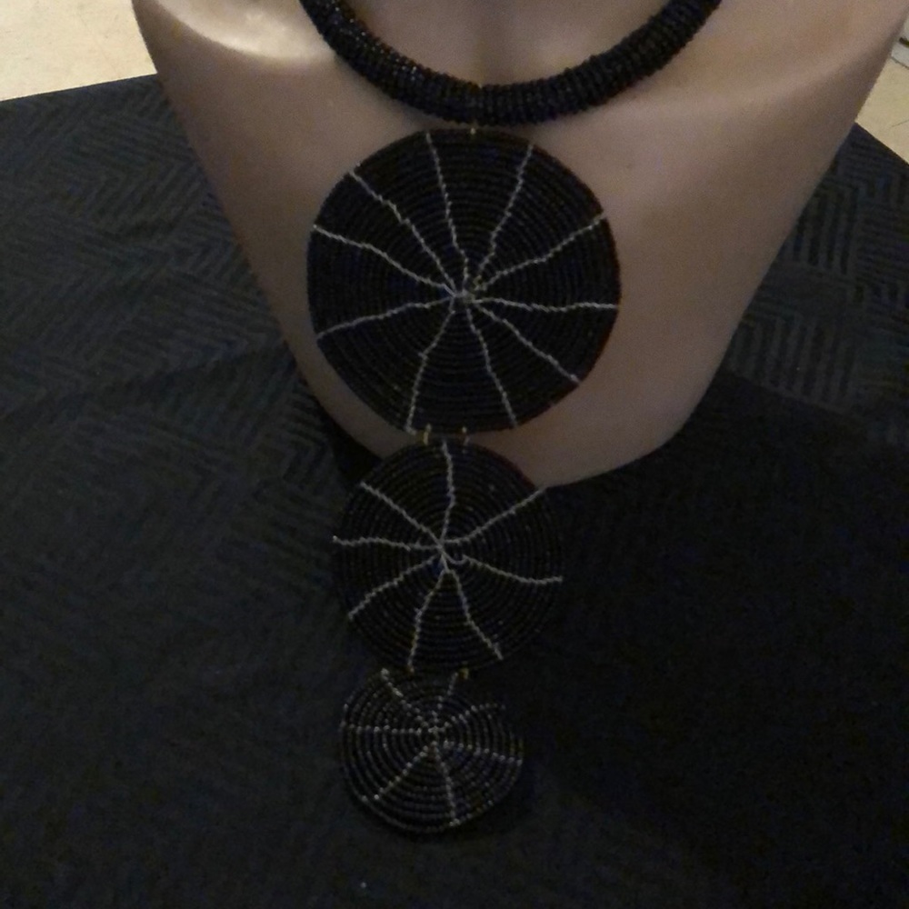 African Messiah glass seeded bead necklace